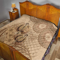 Brown Bula Fiji Quilt Fijian Dance Fan Tapa Cloth Pattern