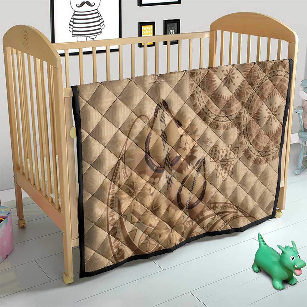 Brown Bula Fiji Quilt Fijian Dance Fan Tapa Cloth Pattern