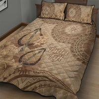 Brown Bula Fiji Quilt Bed Set Fijian Dance Fan Tapa Cloth Pattern