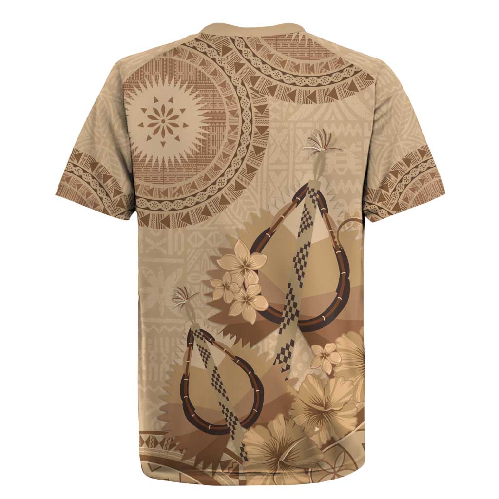 Brown Bula Fiji Rugby Jersey Fijian Dance Fan Tapa Cloth Pattern