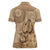 Brown Bula Fiji Women Polo Shirt Fijian Dance Fan Tapa Cloth Pattern