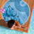 Blue Bula Fiji Beach Blanket Fijian Dance Fan Tapa Cloth Pattern