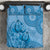 Blue Bula Fiji Bedding Set Fijian Dance Fan Tapa Cloth Pattern