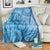 Blue Bula Fiji Blanket Fijian Dance Fan Tapa Cloth Pattern