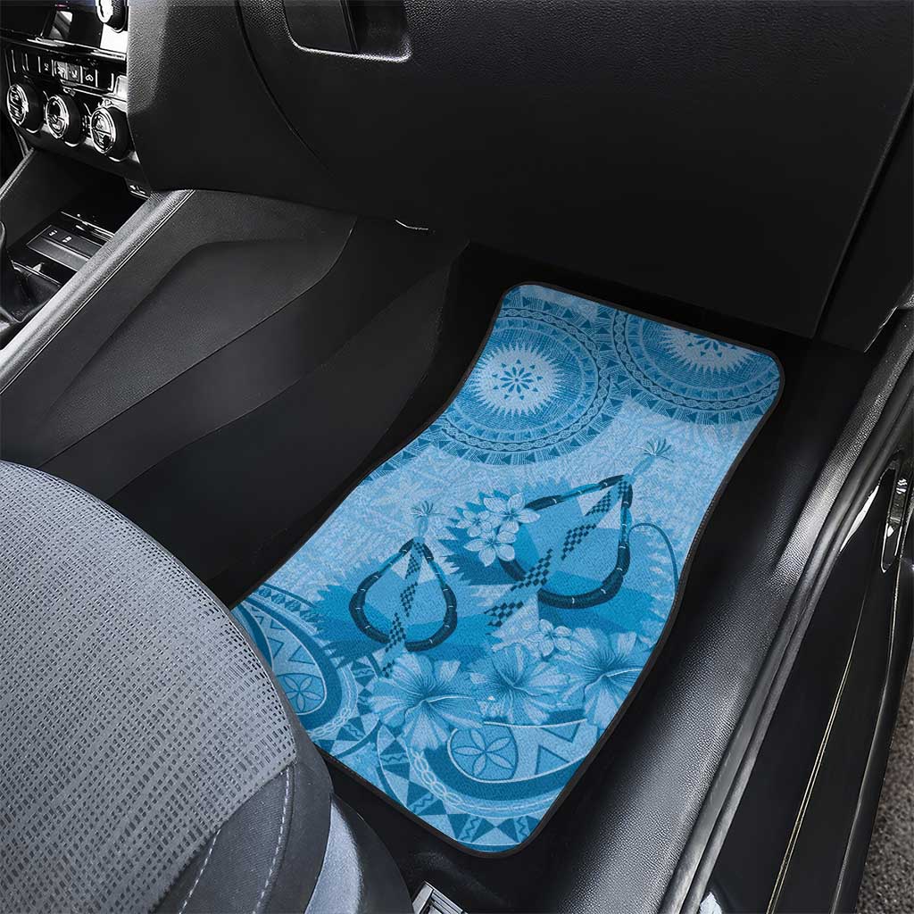 Blue Bula Fiji Car Mats Fijian Dance Fan Tapa Cloth Pattern