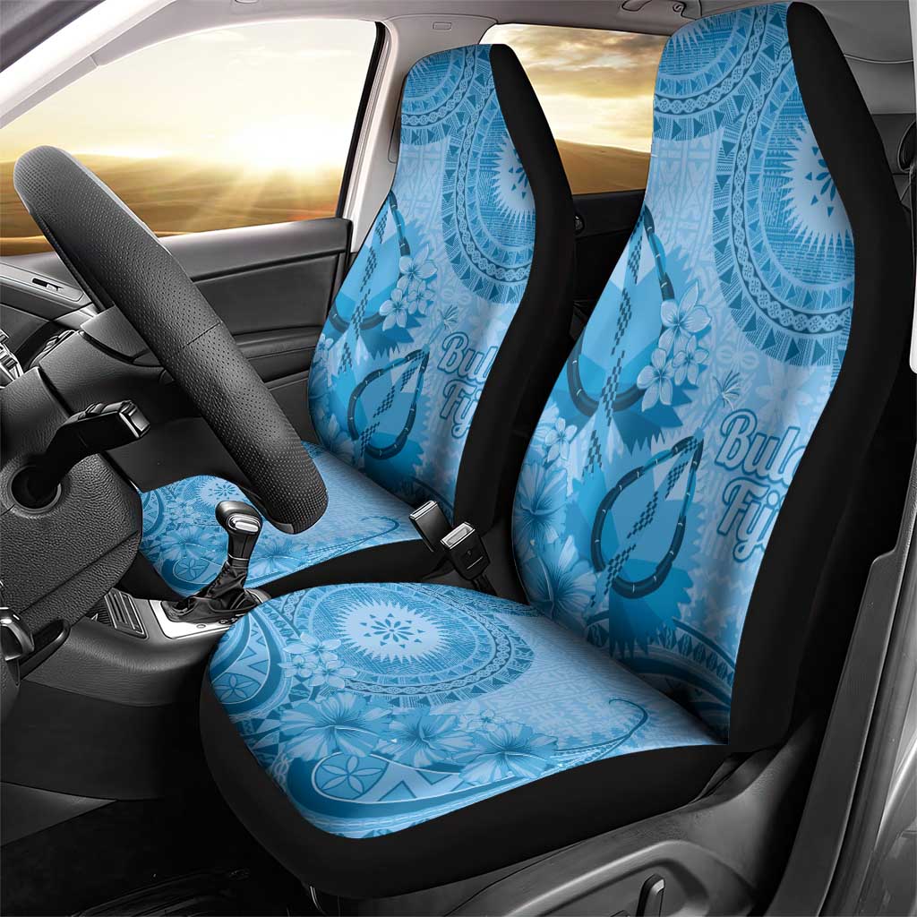 Blue Bula Fiji Car Seat Cover Fijian Dance Fan Tapa Cloth Pattern
