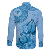 Blue Bula Fiji Family Matching Short Sleeve Bodycon Dress and Hawaiian Shirt Fijian Dance Fan Tapa Cloth Pattern LT14 - Polynesian Pride
