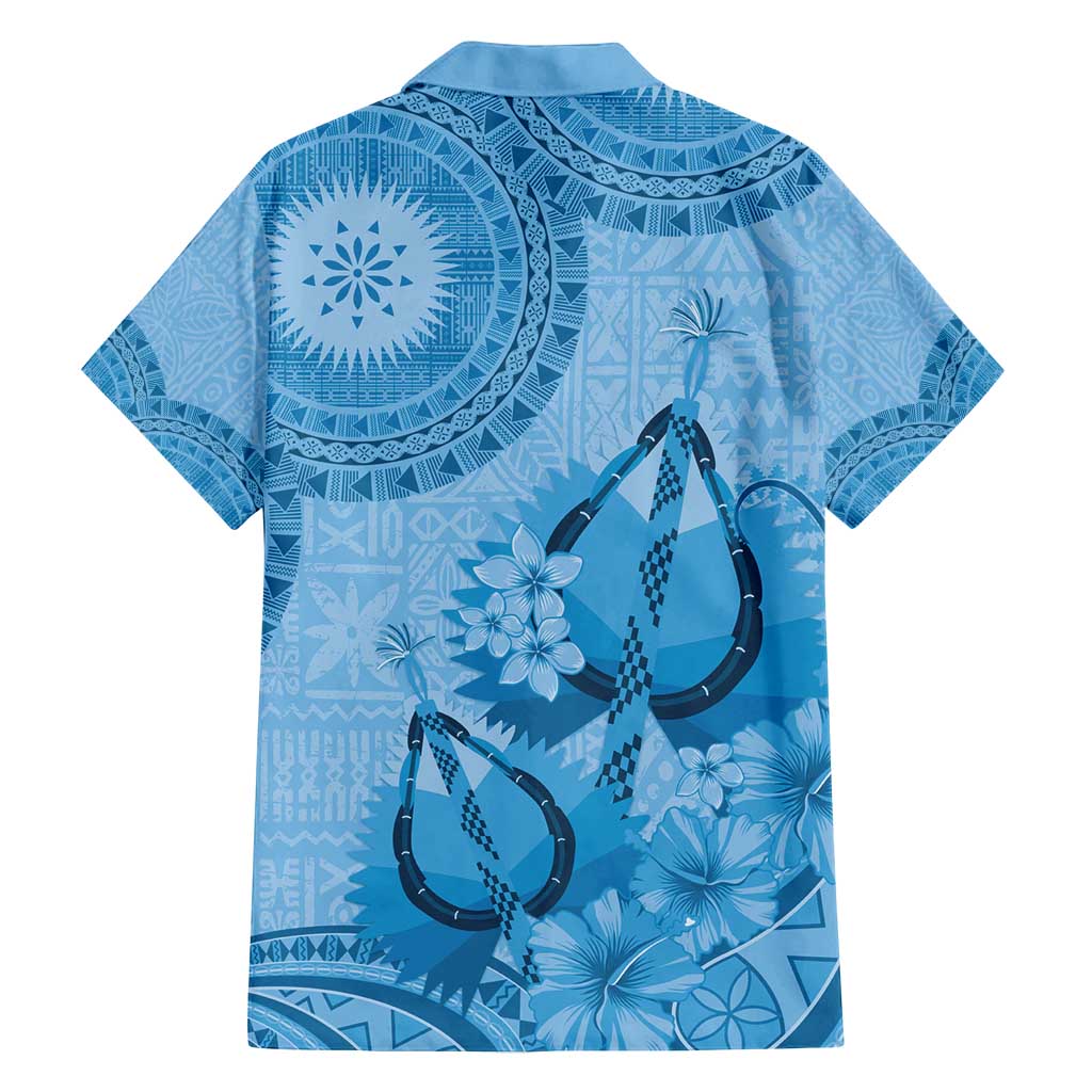 Blue Bula Fiji Family Matching Summer Maxi Dress and Hawaiian Shirt Fijian Dance Fan Tapa Cloth Pattern LT14 - Polynesian Pride