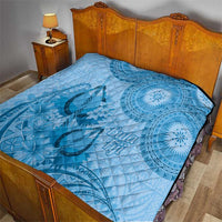 Blue Bula Fiji Quilt Fijian Dance Fan Tapa Cloth Pattern