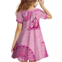 Pink Bula Fiji Family Matching Off Shoulder Short Dress and Hawaiian Shirt Fijian Dance Fan Tapa Cloth Pattern LT14 - Polynesian Pride