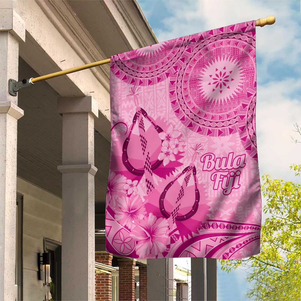 Pink Bula Fiji Garden Flag Fijian Dance Fan Tapa Cloth Pattern