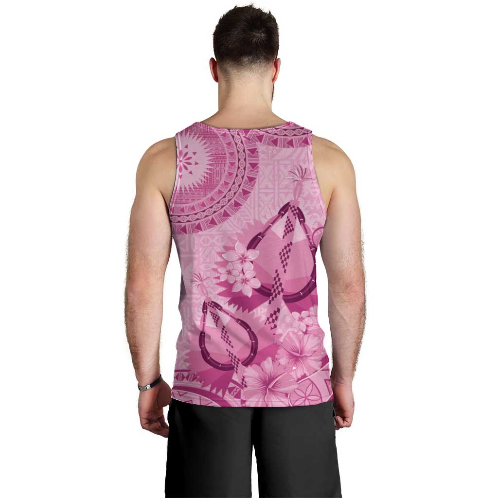 Pink Bula Fiji Men Tank Top Fijian Dance Fan Tapa Cloth Pattern LT14 - Polynesian Pride