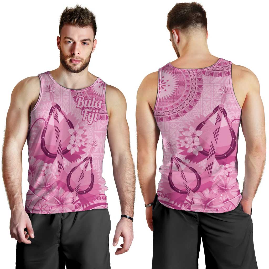 Pink Bula Fiji Men Tank Top Fijian Dance Fan Tapa Cloth Pattern LT14 - Polynesian Pride