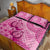Pink Bula Fiji Quilt Bed Set Fijian Dance Fan Tapa Cloth Pattern