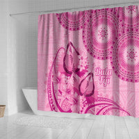 Pink Bula Fiji Shower Curtain Fijian Dance Fan Tapa Cloth Pattern LT14 - Polynesian Pride