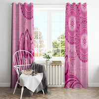 Pink Bula Fiji Window Curtain Fijian Dance Fan Tapa Cloth Pattern