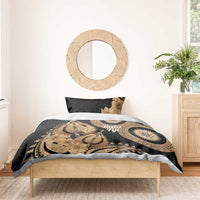 Black Bula Fiji Bedding Set Fijian Dance Fan Tapa Cloth Pattern