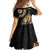 Black Bula Fiji Family Matching Long Sleeve Bodycon Dress and Hawaiian Shirt Fijian Dance Fan Tapa Cloth Pattern