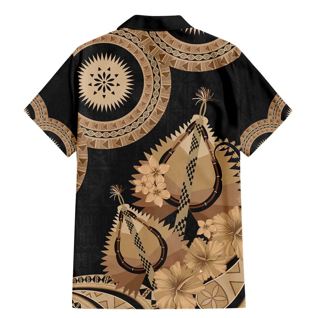 Black Bula Fiji Family Matching Mermaid Dress and Hawaiian Shirt Fijian Dance Fan Tapa Cloth Pattern LT14 - Polynesian Pride