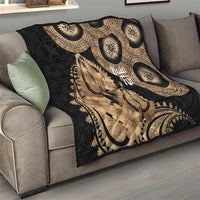 Black Bula Fiji Quilt Fijian Dance Fan Tapa Cloth Pattern