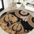 Black Bula Fiji Round Carpet Fijian Dance Fan Tapa Cloth Pattern