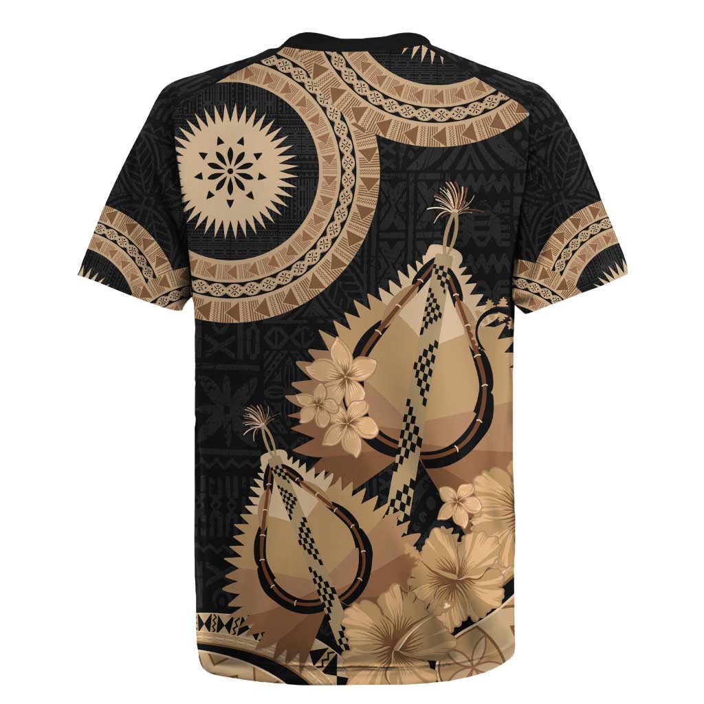 Black Bula Fiji Rugby Jersey Fijian Dance Fan Tapa Cloth Pattern