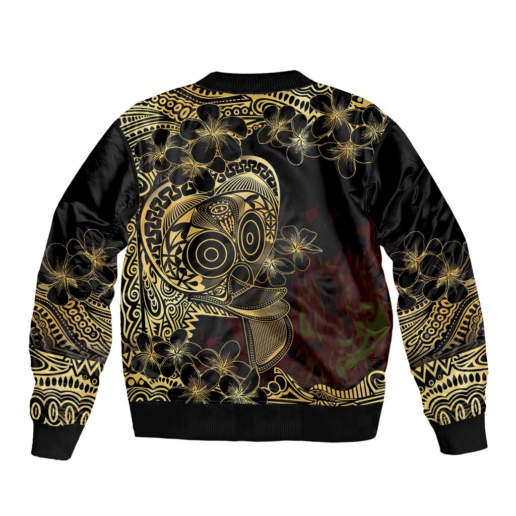 Frangipani Festival Rabaul Bomber Jacket PNG Tribal Baining Mask Tattoo - Polynesian Pride