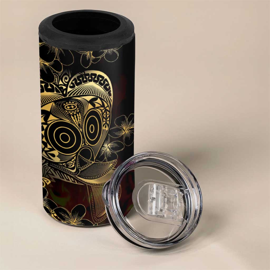 Frangipani Festival Rabaul 4 in 1 Can Cooler Tumbler PNG Tribal Baining Mask Tattoo LT14 - Polynesian Pride