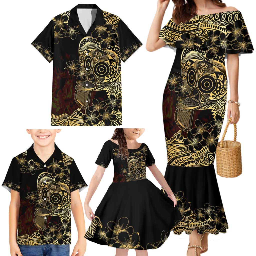 Frangipani Festival Rabaul Family Matching Mermaid Dress and Hawaiian Shirt PNG Tribal Baining Mask Tattoo LT14 - Polynesian Pride