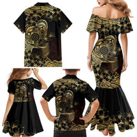Frangipani Festival Rabaul Family Matching Mermaid Dress and Hawaiian Shirt PNG Tribal Baining Mask Tattoo LT14 - Polynesian Pride