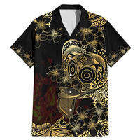 Frangipani Festival Rabaul Family Matching Mermaid Dress and Hawaiian Shirt PNG Tribal Baining Mask Tattoo LT14 Dad's Shirt - Short Sleeve Black - Polynesian Pride