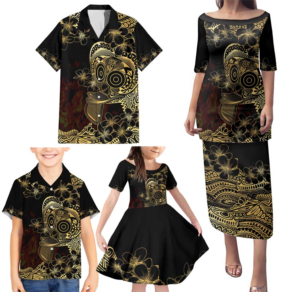 Frangipani Festival Rabaul Family Matching Puletasi and Hawaiian Shirt PNG Tribal Baining Mask Tattoo LT14 - Polynesian Pride
