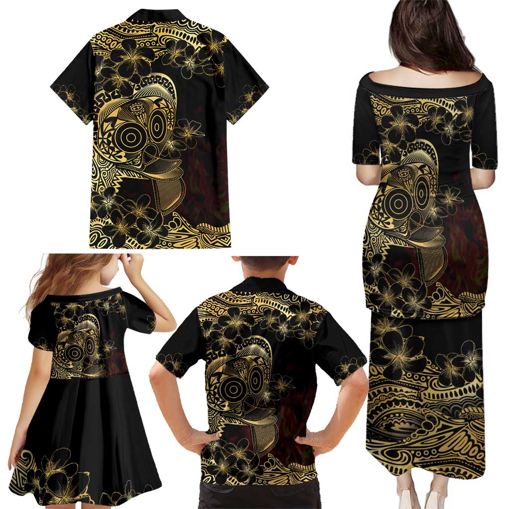 Frangipani Festival Rabaul Family Matching Puletasi and Hawaiian Shirt PNG Tribal Baining Mask Tattoo LT14 - Polynesian Pride