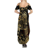 Frangipani Festival Rabaul Family Matching Summer Maxi Dress and Hawaiian Shirt PNG Tribal Baining Mask Tattoo LT14 - Polynesian Pride