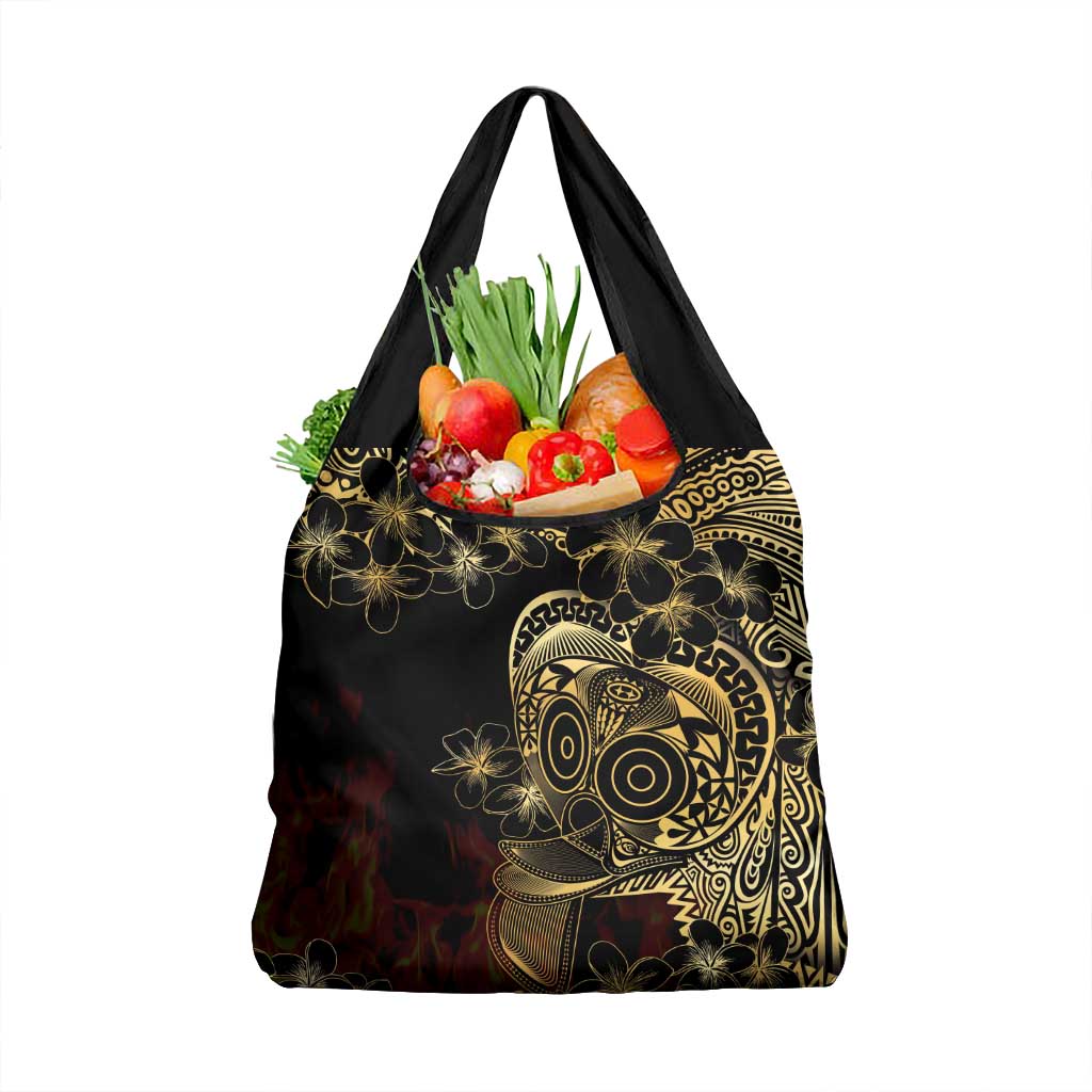 Frangipani Festival Rabaul Grocery Bag PNG Tribal Baining Mask Tattoo - Polynesian Pride