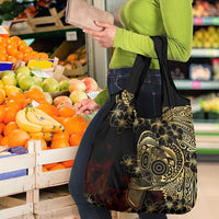 Frangipani Festival Rabaul Grocery Bag PNG Tribal Baining Mask Tattoo - Polynesian Pride