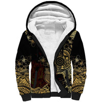 Frangipani Festival Rabaul Sherpa Hoodie PNG Tribal Baining Mask Tattoo LT14 Unisex Black - Polynesian Pride