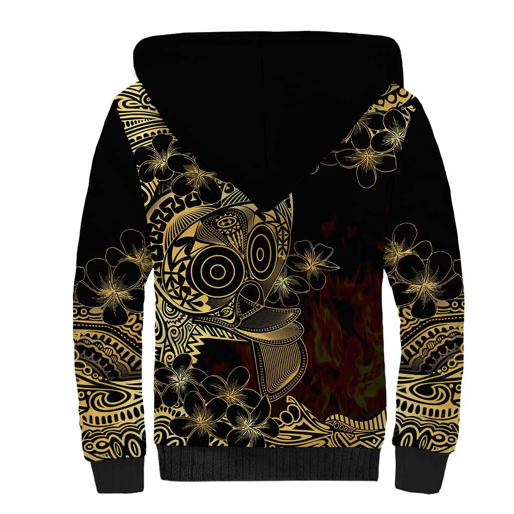 Frangipani Festival Rabaul Sherpa Hoodie PNG Tribal Baining Mask Tattoo LT14 - Polynesian Pride