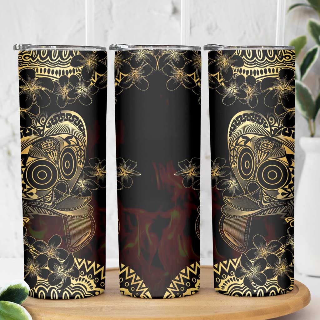 Frangipani Festival Rabaul Skinny Tumbler PNG Tribal Baining Mask Tattoo LT14 - Polynesian Pride