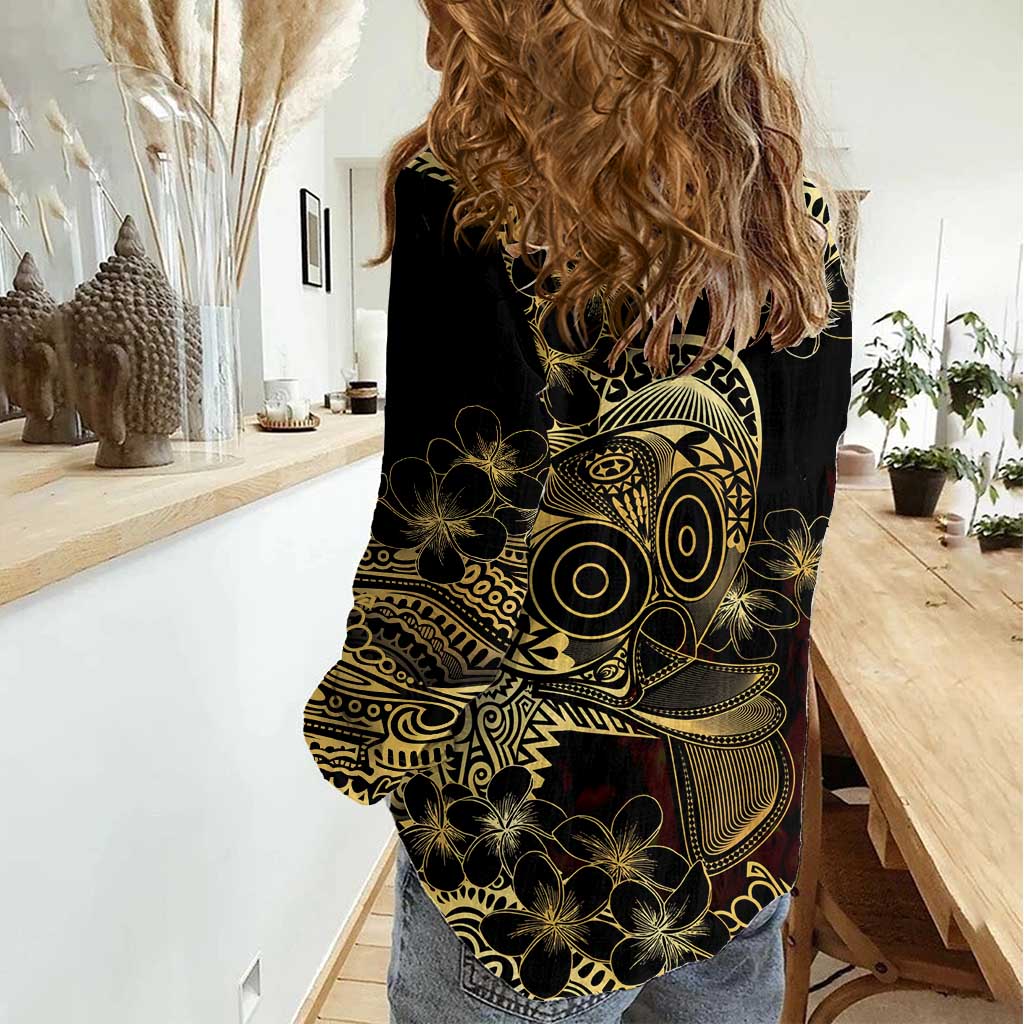 Frangipani Festival Rabaul Women Casual Shirt PNG Tribal Baining Mask Tattoo LT14 - Polynesian Pride