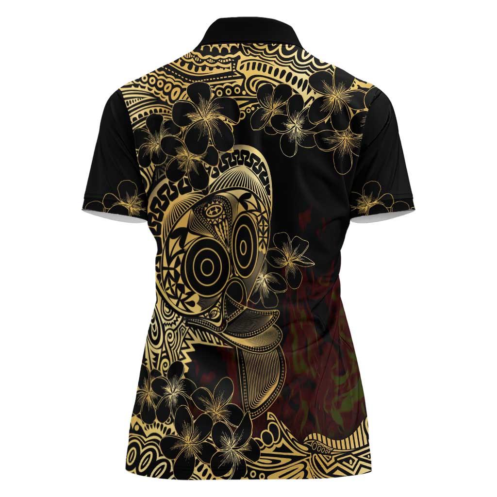 Frangipani Festival Rabaul Women Polo Shirt PNG Tribal Baining Mask Tattoo LT14 - Polynesian Pride