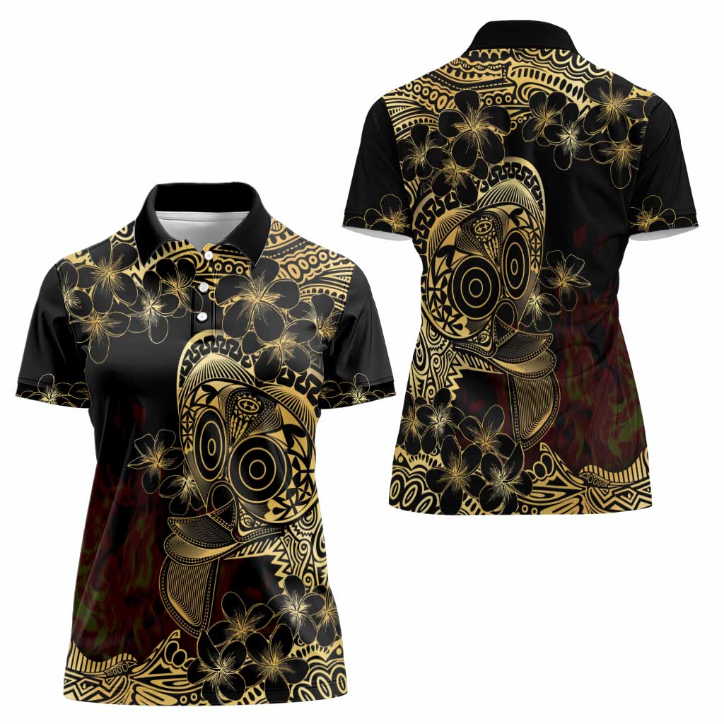 Frangipani Festival Rabaul Women Polo Shirt PNG Tribal Baining Mask Tattoo LT14 - Polynesian Pride