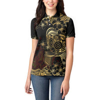 Frangipani Festival Rabaul Women Polo Shirt PNG Tribal Baining Mask Tattoo LT14 - Polynesian Pride