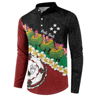 Frangipani Festival Rabaul East New Britain Button Sweatshirt Dukduk Dance With Plumeria - Polynesian Pride