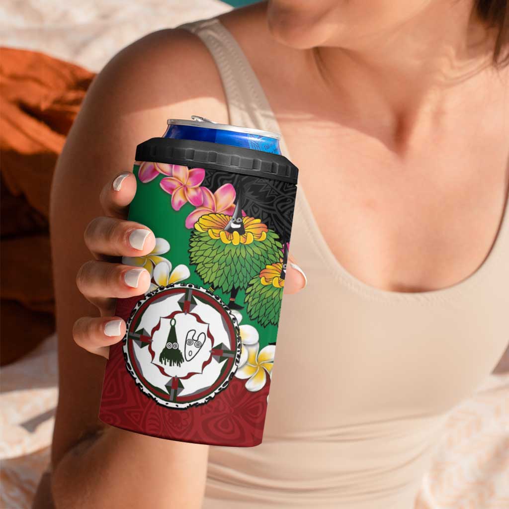 Frangipani Festival Rabaul East New Britain 4 in 1 Can Cooler Tumbler Dukduk Dance With Plumeria LT14 - Polynesian Pride