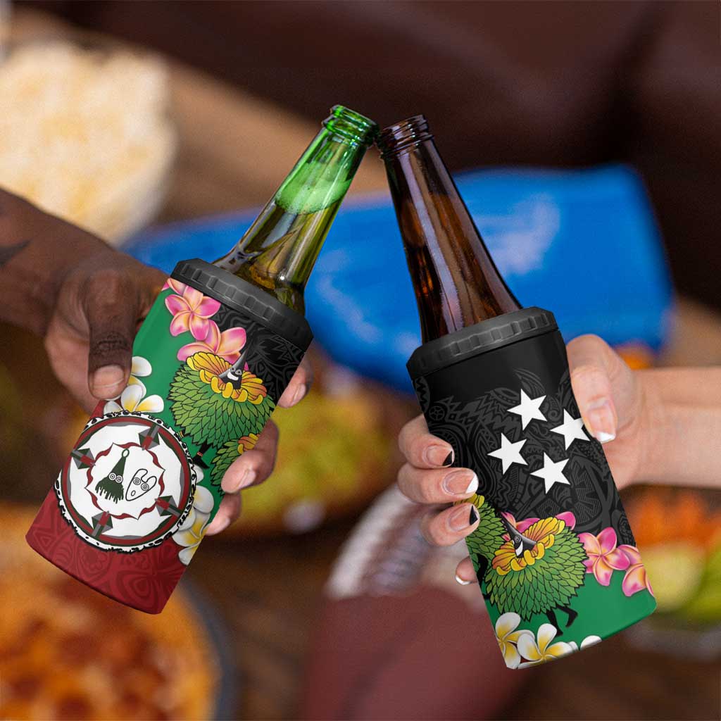 Frangipani Festival Rabaul East New Britain 4 in 1 Can Cooler Tumbler Dukduk Dance With Plumeria LT14 - Polynesian Pride