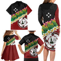 Frangipani Festival Rabaul East New Britain Family Matching Long Sleeve Bodycon Dress and Hawaiian Shirt Dukduk Dance With Plumeria LT14 - Polynesian Pride