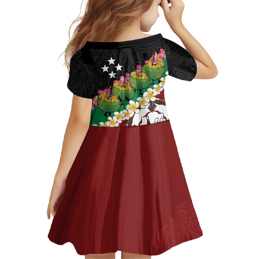 Frangipani Festival Rabaul East New Britain Family Matching Off Shoulder Maxi Dress and Hawaiian Shirt Dukduk Dance With Plumeria LT14 - Polynesian Pride