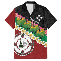 Frangipani Festival Rabaul East New Britain Family Matching Off Shoulder Maxi Dress and Hawaiian Shirt Dukduk Dance With Plumeria LT14 Dad's Shirt - Short Sleeve Red - Polynesian Pride