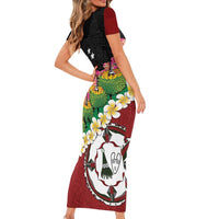 Frangipani Festival Rabaul East New Britain Family Matching Short Sleeve Bodycon Dress and Hawaiian Shirt Dukduk Dance With Plumeria LT14 - Polynesian Pride